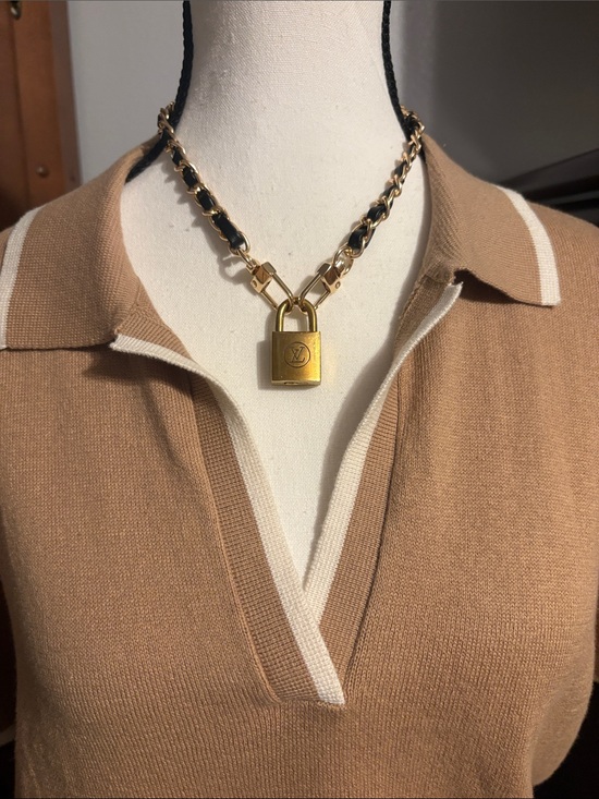 Louis Vuitton Jewelry - AUTHENTIC LV PADLOCK w/unbranded 16” gold tone/black leather weave chain